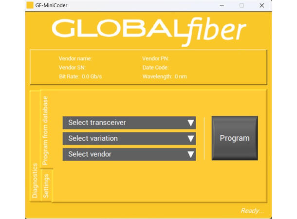 GLOBALfiber Transceiver Programmer SFP SFP+ SFP28 QSFP+ QSFP28 QSFP-DD 