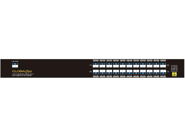 GLOBALfiber 20ch. DWDM Mux/Demux 19"1RU C21-C60-O-Band-4 Single Fiber A-Side 
