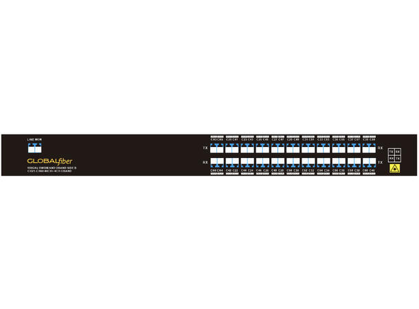 GLOBALfiber 20ch. DWDM Mux/Demux 19"1RU C21-C60-O-Band-4 Single Fiber B-Side 