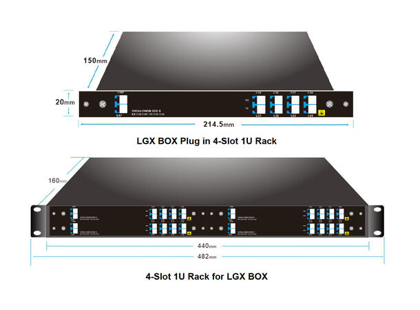 GF DWDM MUX//DEMUX 4CH 8Waves CH53-CH60 EXP Port Single fiber LC/UPC LGX4 Side B 