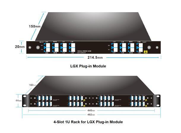 GF DWDM OADM Add&Drop 2CH West&East Cxxyy Monitor p. Dual fiber LC/UPC LGX4 