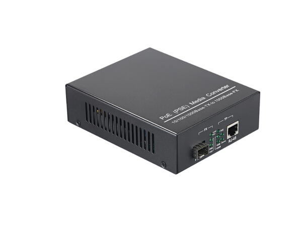 Media Converter 10/100/1000  SFP int PWR PoE+ 10/100/1000B/T til SFP 100/1000 