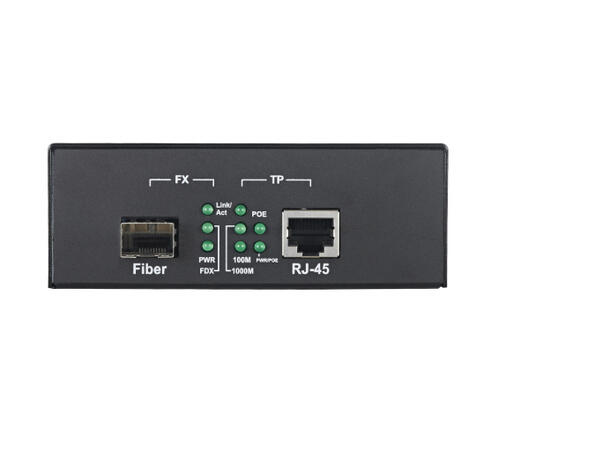 Media Converter 10/100/1000  SFP int PWR PoE+ 10/100/1000B/T til SFP 100/1000 