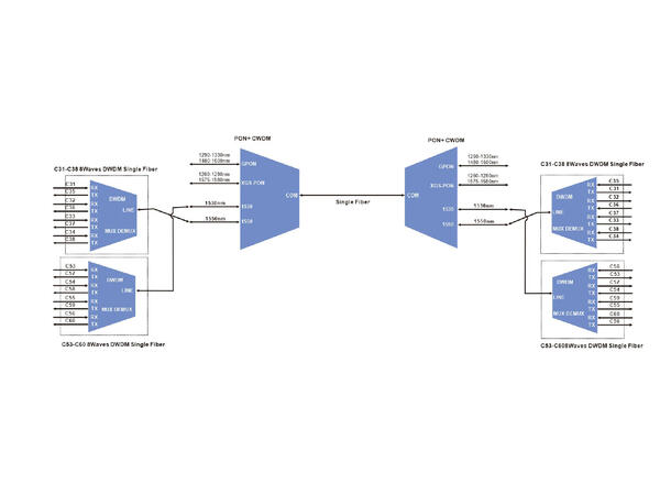 GF 4CH CEx WDM GPON XGS-PON SC/APC 2CH CWDM 1530/1550nm SingelFiber LC/APC LGX4 