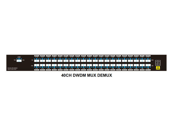 GLOBALfiber 40ch DWDM Mux+Demux, 19" 1RU C19-C58 Low-Loss 100GHz I-Temp  LC/UPC 