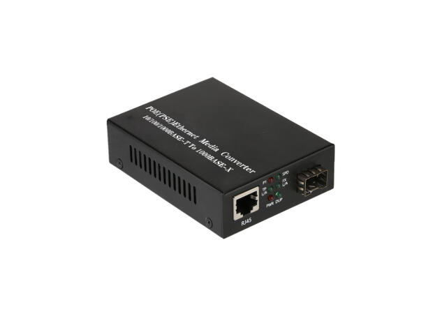 Media Converter 10/100/1000  SFP ext PWR PoE+ 10/100/1000B/T til SFP 100/1000 